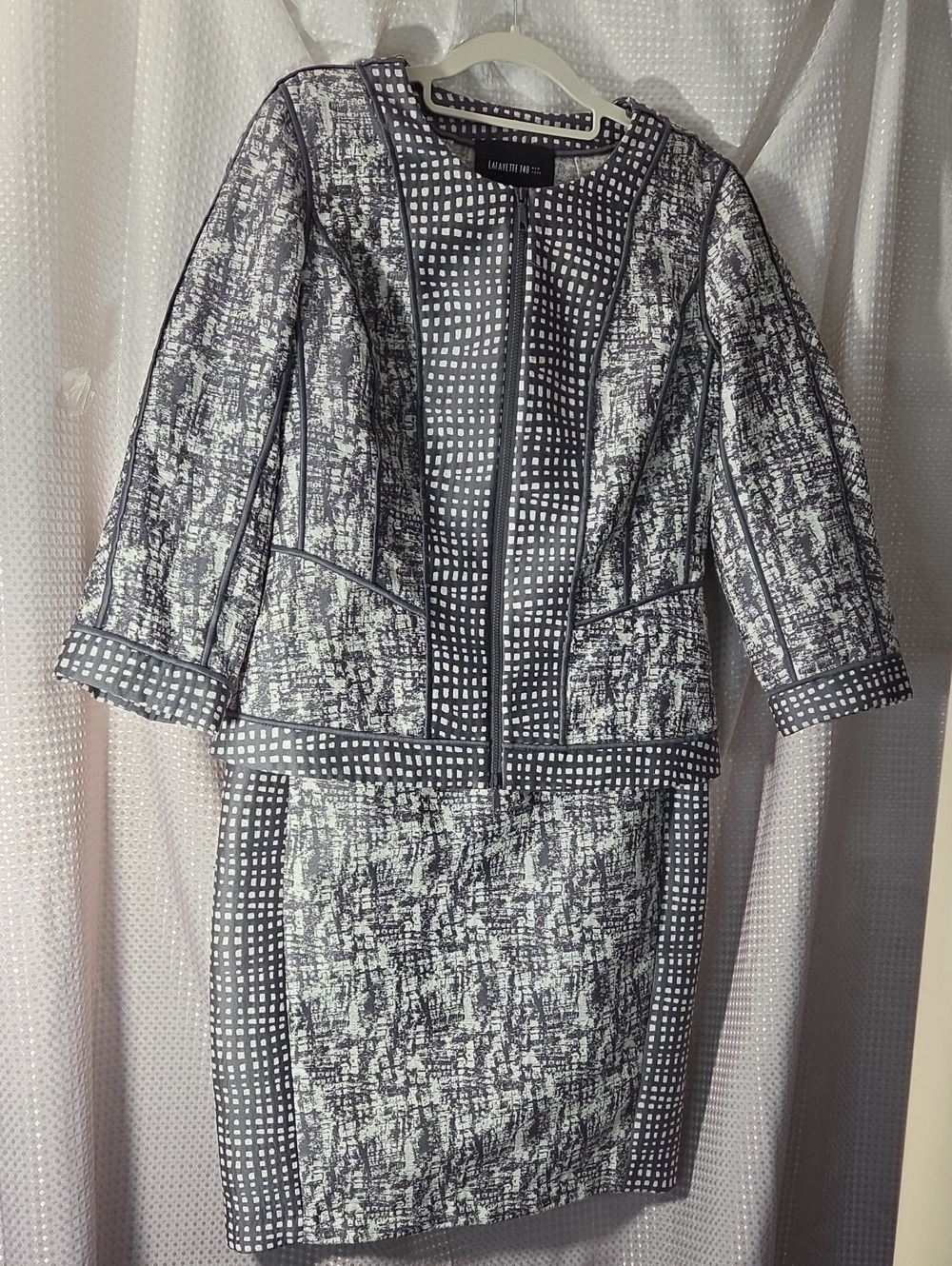 Lafayette 148 New York Black and White Printed Midi Dress Set